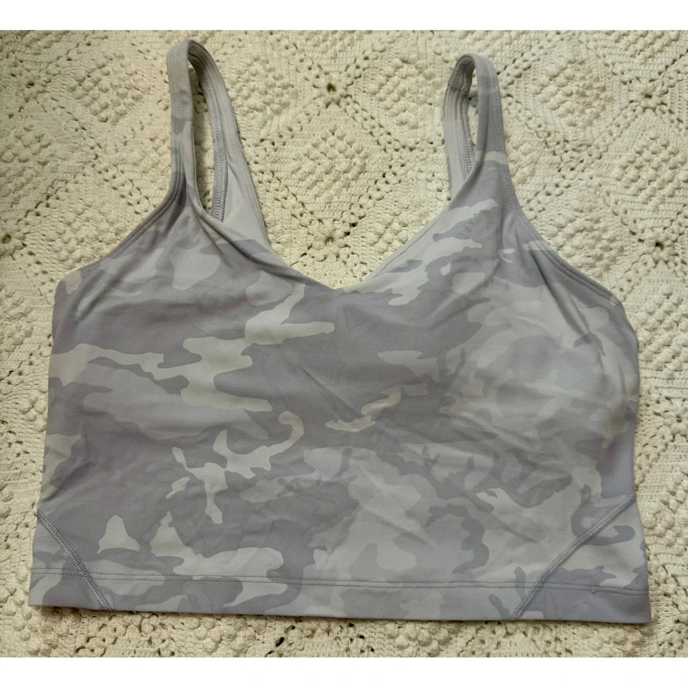 Lululemon Align Tank Top Heritage 365 Camo Grey White Size 10 Cropped Yoga Shirt
